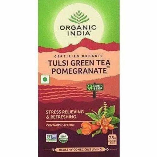 Buy Organic India Tulsi Green Tea, Pomegranate, 25 Tea Bags from DrMediCart, Ship from India to USA