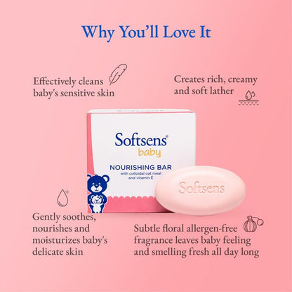 Softsens Baby Nourishing Soap Bar Enriched with Colloidal Oatmeal, Shea Butter & Vitamin E