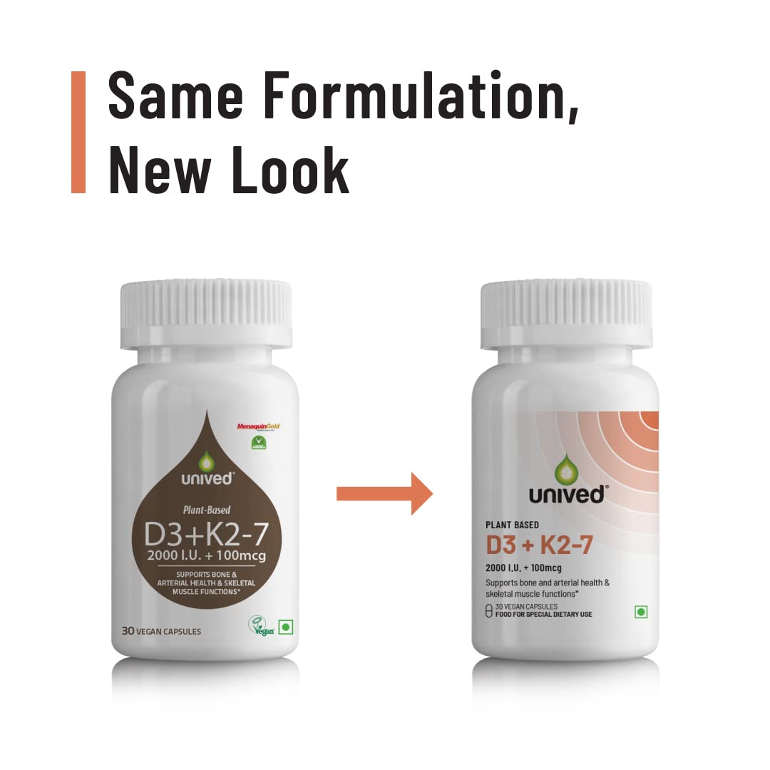 Unived Plant Based D3+K2 -7 Vegan Capsules