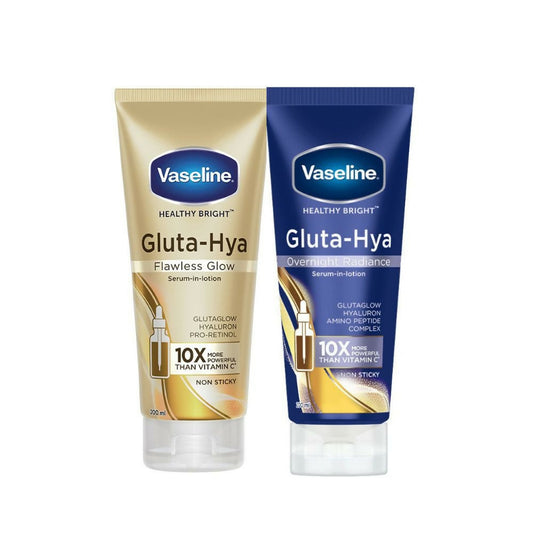 Buy Vaseline Gluta-Hya Flawless Glow & Overnight Radiance Serum-In-Lotion Combo from DrMediCart, Ship from India to USA