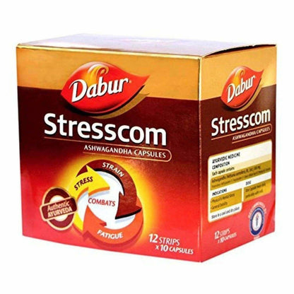 Buy Dabur calm com Ashwagandha 12 Strips X 10 Capsules from DrMediCart, Ship from India to USA