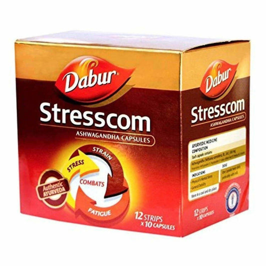 Buy Dabur calm com Ashwagandha 12 Strips X 10 Capsules from DrMediCart, Ship from India to USA