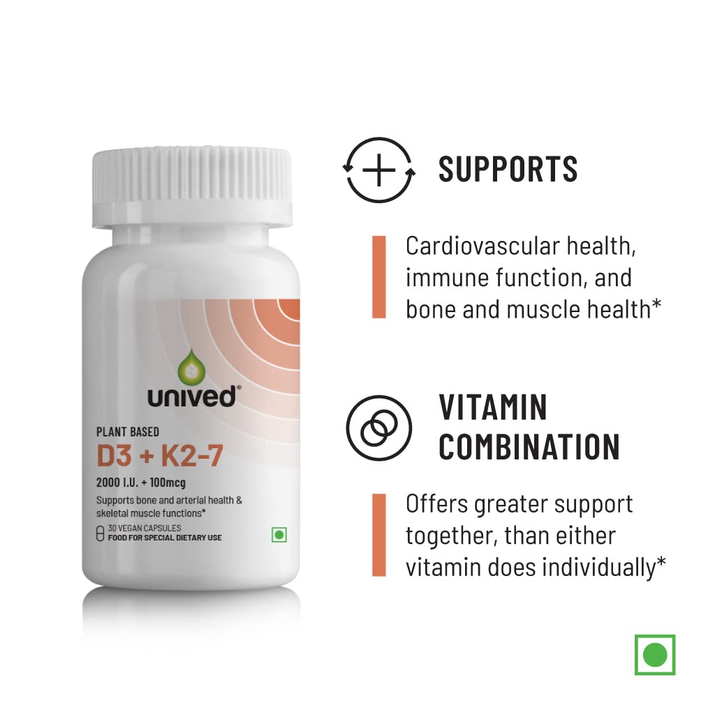 Unived Plant Based D3+K2 -7 Vegan Capsules