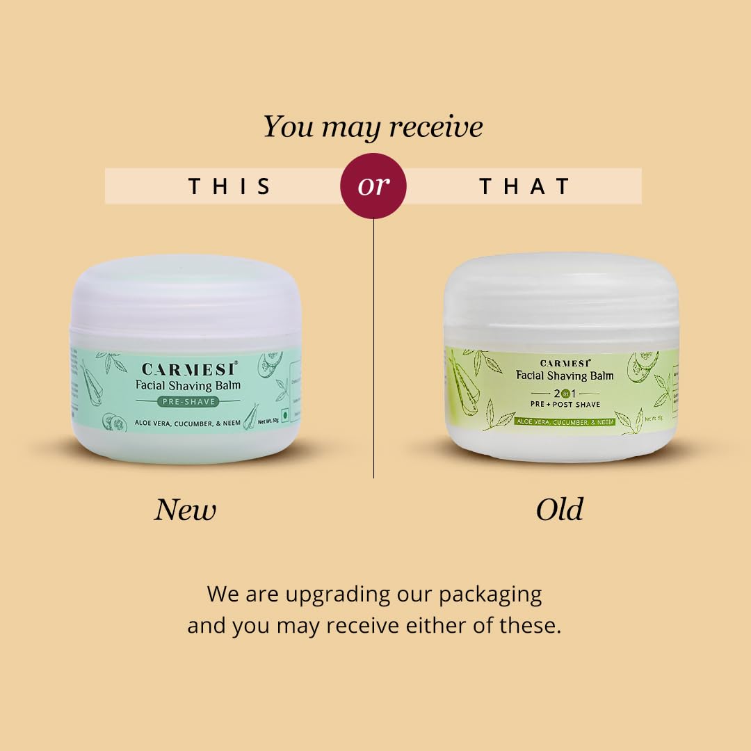 Carmesi Facial Shaving Balm for Women - 2-in-1 (Pre + Post-Shave) - Aloe Vera, Cucumber, Neem