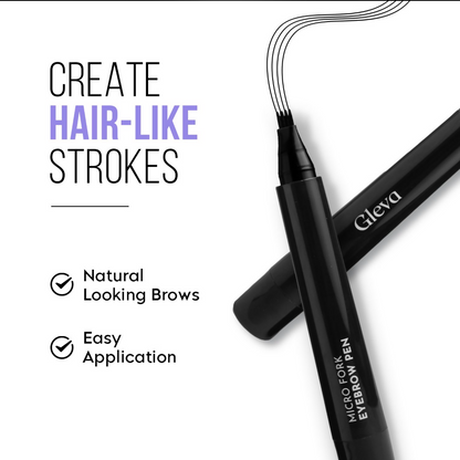Gleva Eyebrow Pen with 4 Micro-Fork Tip Applicator - Dark Brown