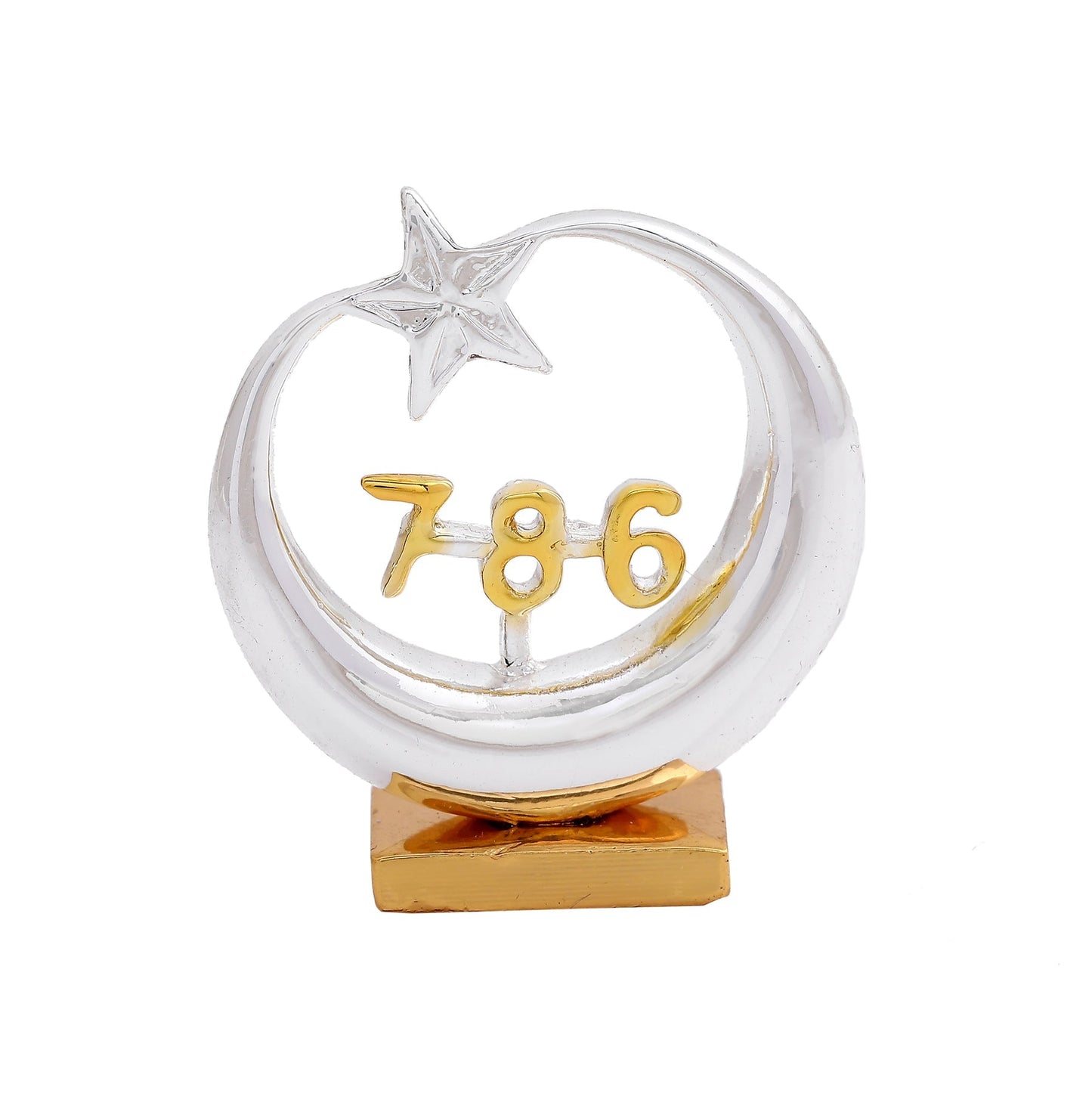 Estele Gold -Polished Spiritual 786 Chand Taara Idol for Home Decorative/ Car Dashboard