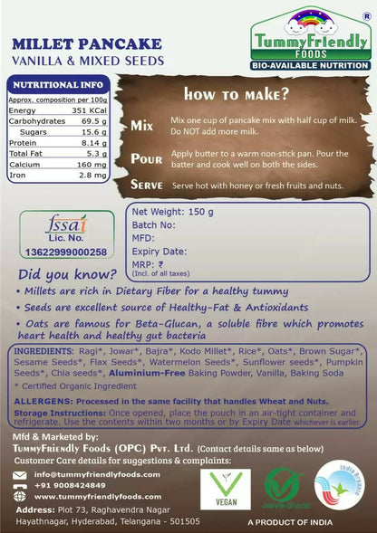 TummyFriendly Foods Aluminium-Free Millet Pancake Mix - Vanilla Mixed Seeds - Drmedicart