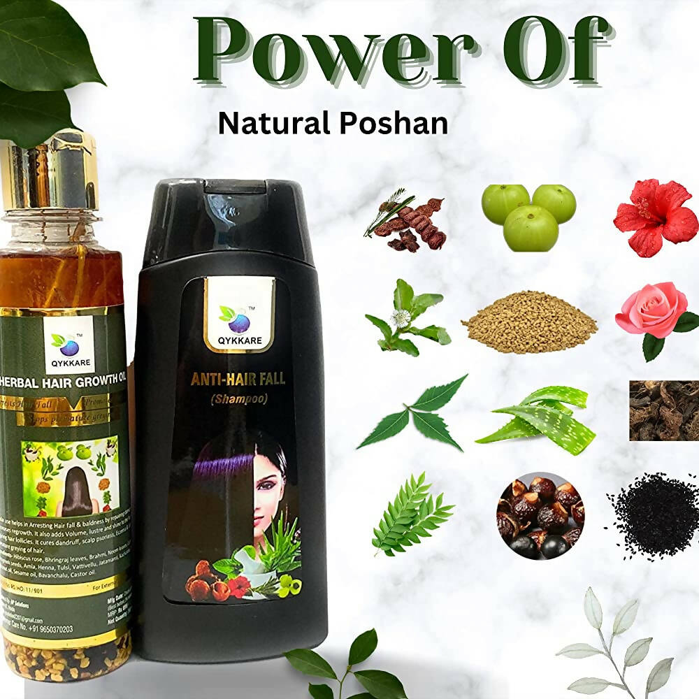 Qykkare Herbal Anti-Hairfall Shampoo & Herbal Hair Growth Oil Combo