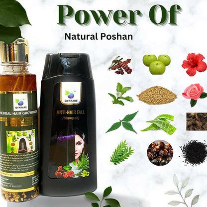 Qykkare Herbal Anti-Hairfall Shampoo & Herbal Hair Growth Oil Combo