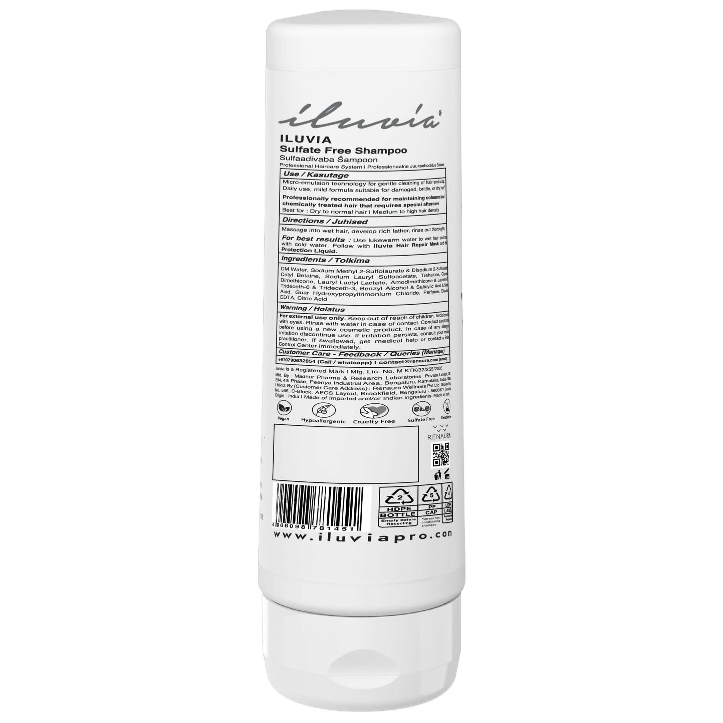 iluvia Professional Sulphate Free Shampoo