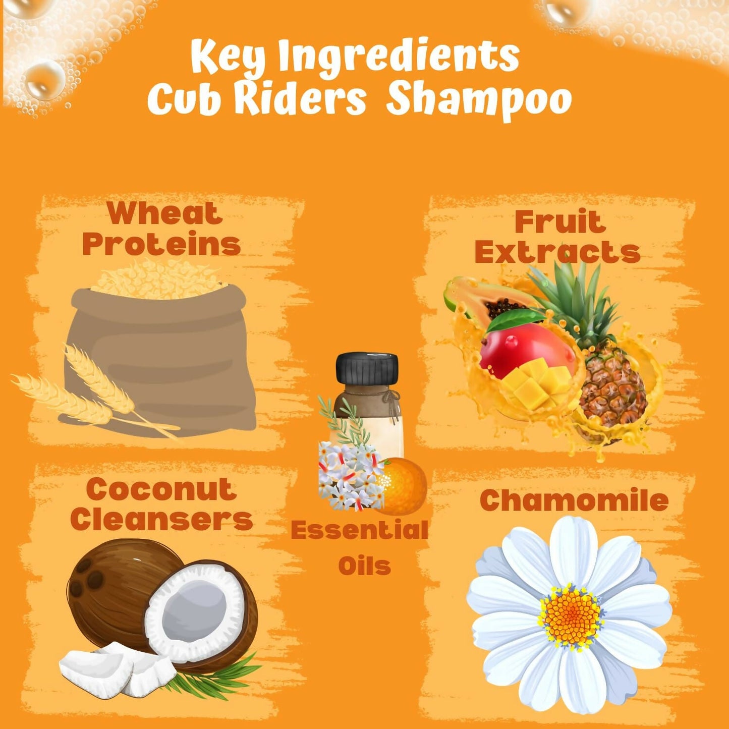 Puddles Organic Playful Shampoo For Kids - Cub Riders - Age 2-12 Yrs, Tear-Free, pH Balanced, Sulfate-Paraben Free