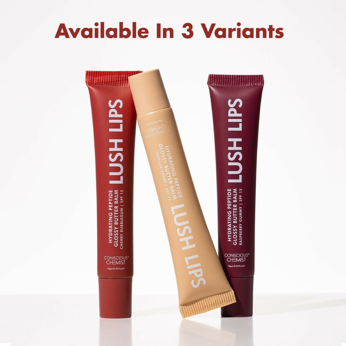 Conscious Chemist Peptide Lip Balm, Lush Lips with SPF15 - Cherry Bubblegum