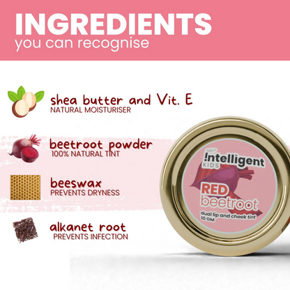 TuCo Intelligent Kids Lip & Cheek Tint For Natural Glow With Beetroot & Shea Butter