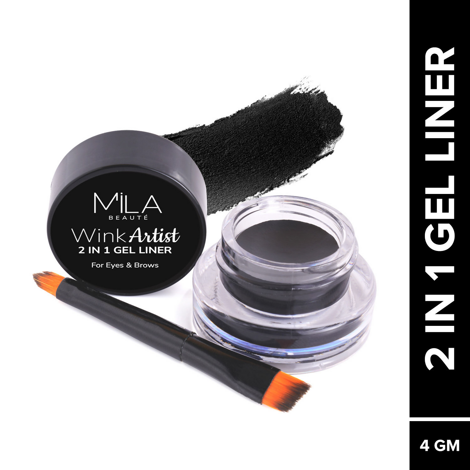 Mila Beaute Wink Artist 36Hr Smudge Proof & Waterproof Gel Eyeliner - Black