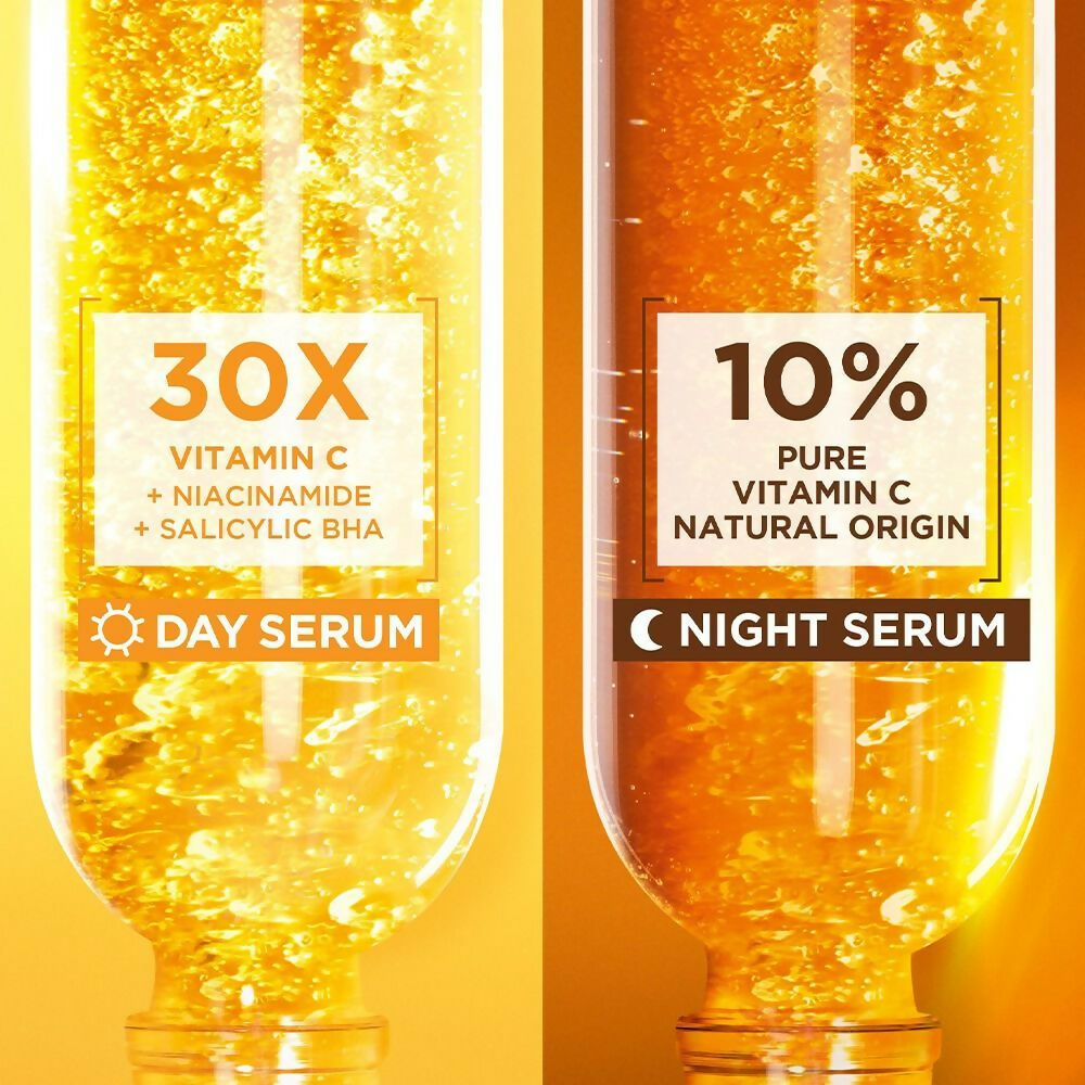 Garnier 30X Vitamin C Day + 10% Vitamin C Night Serum Mini Combo - Wake Up to 73% Brighter Skin