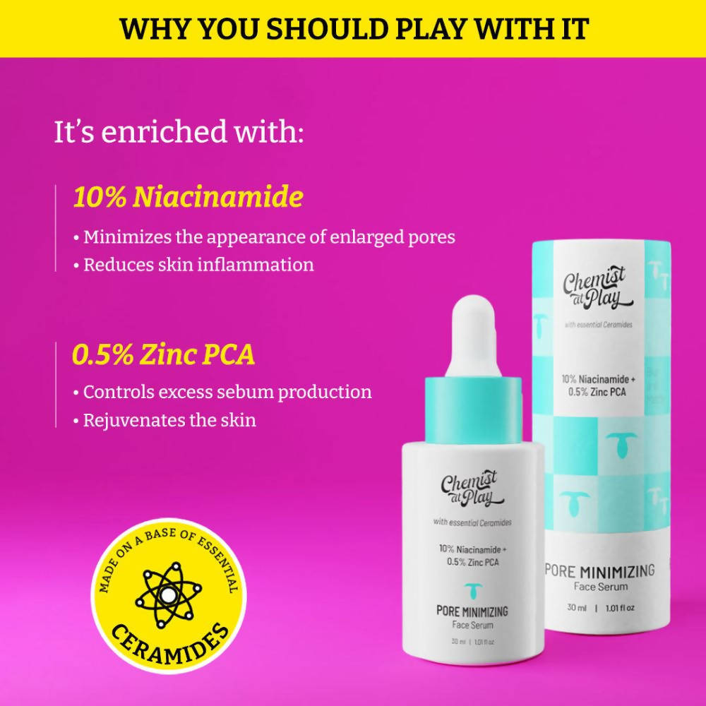 Chemist At Play Pore Minimizing Face Serum For Oily Skin with Visible Pores, Controls Excess Sebum, Oil Production