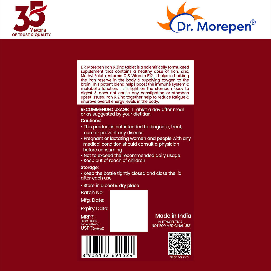 dr morepen iron zinc tablets