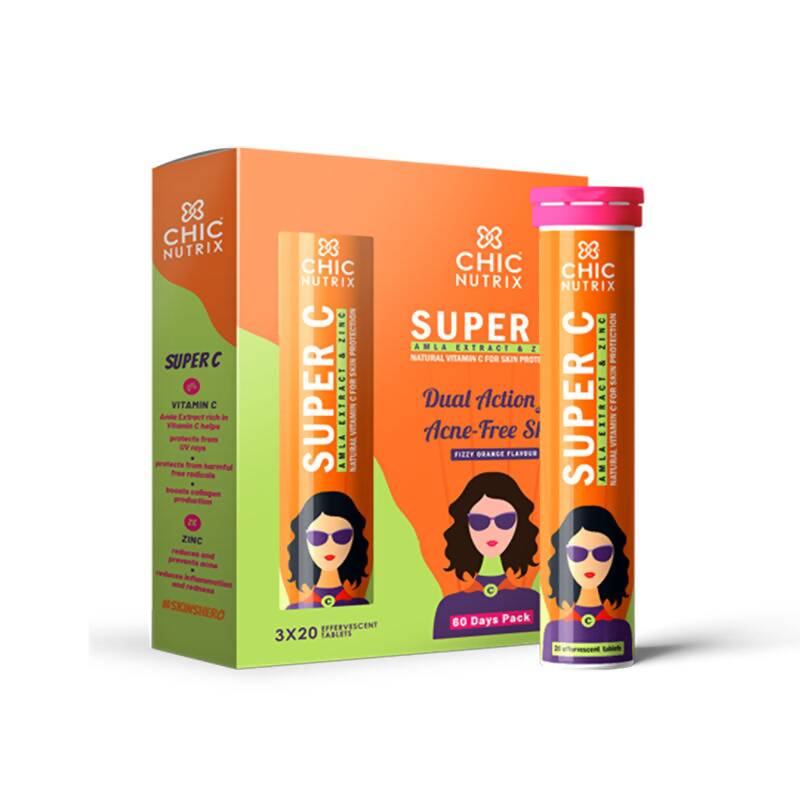 Chicnutrix Super C - Amla Extract & Zinc Effervescent Tablets - Orange Flavor