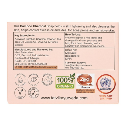 Tatvik Ayurveda Mridukaya Hand Made Soap (Bamboo Charcoal)