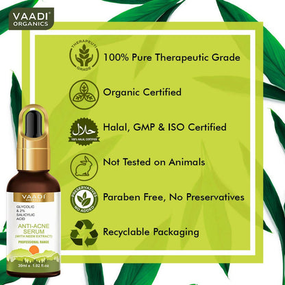 Vaadi Herbals Anti-Acne Serum With Glycolic & 2% Salicylic Acid - Drmedicart