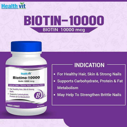 Buy Healthvit Biotino-10000 Tablets from DrMediCart, Ship from India to USA