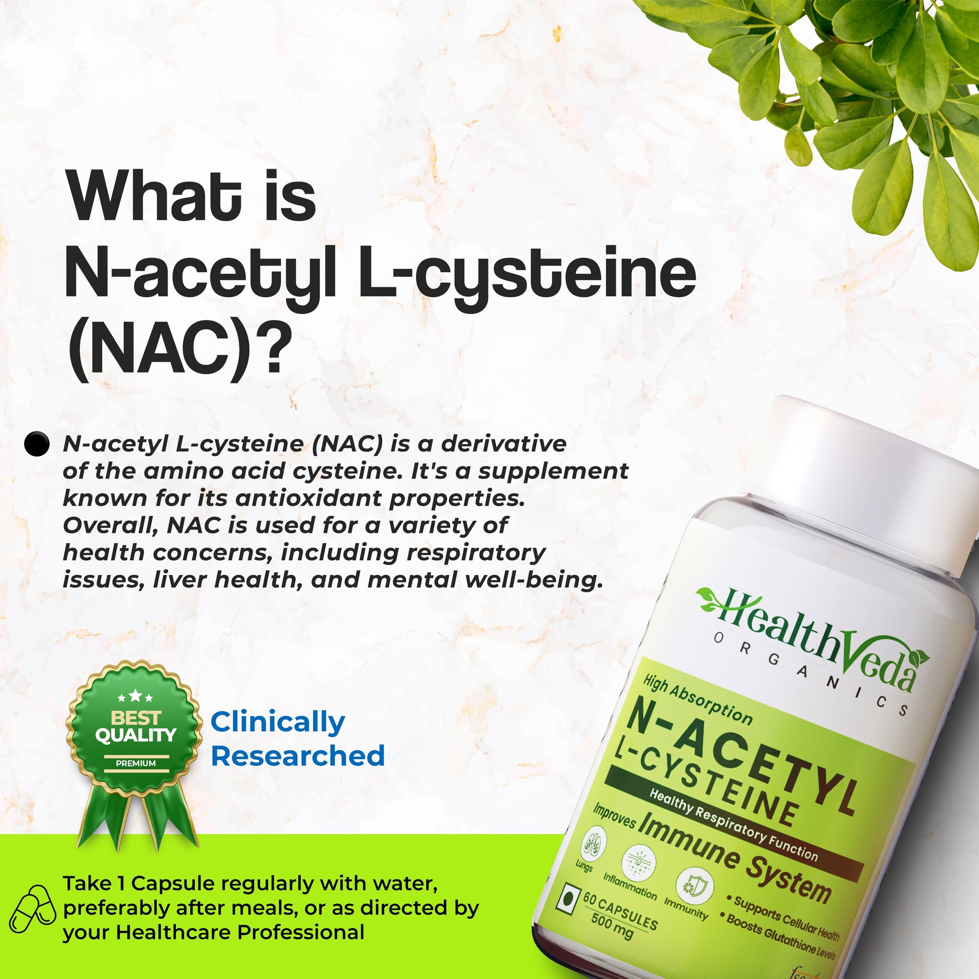 Health Veda Organics N - Acetyl L - Cysteine Veg Capsules