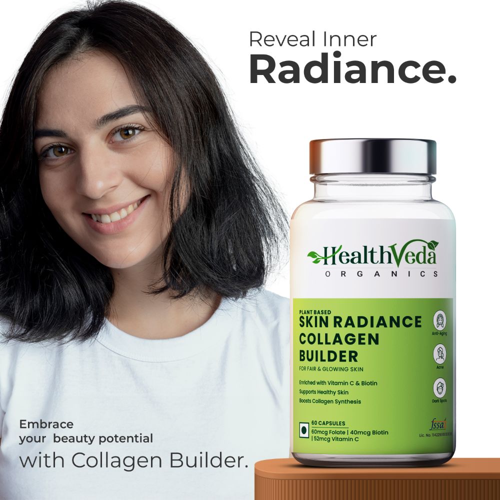 Health Veda Organics Plant Based Skin Radiance Collagen Builder Capsules