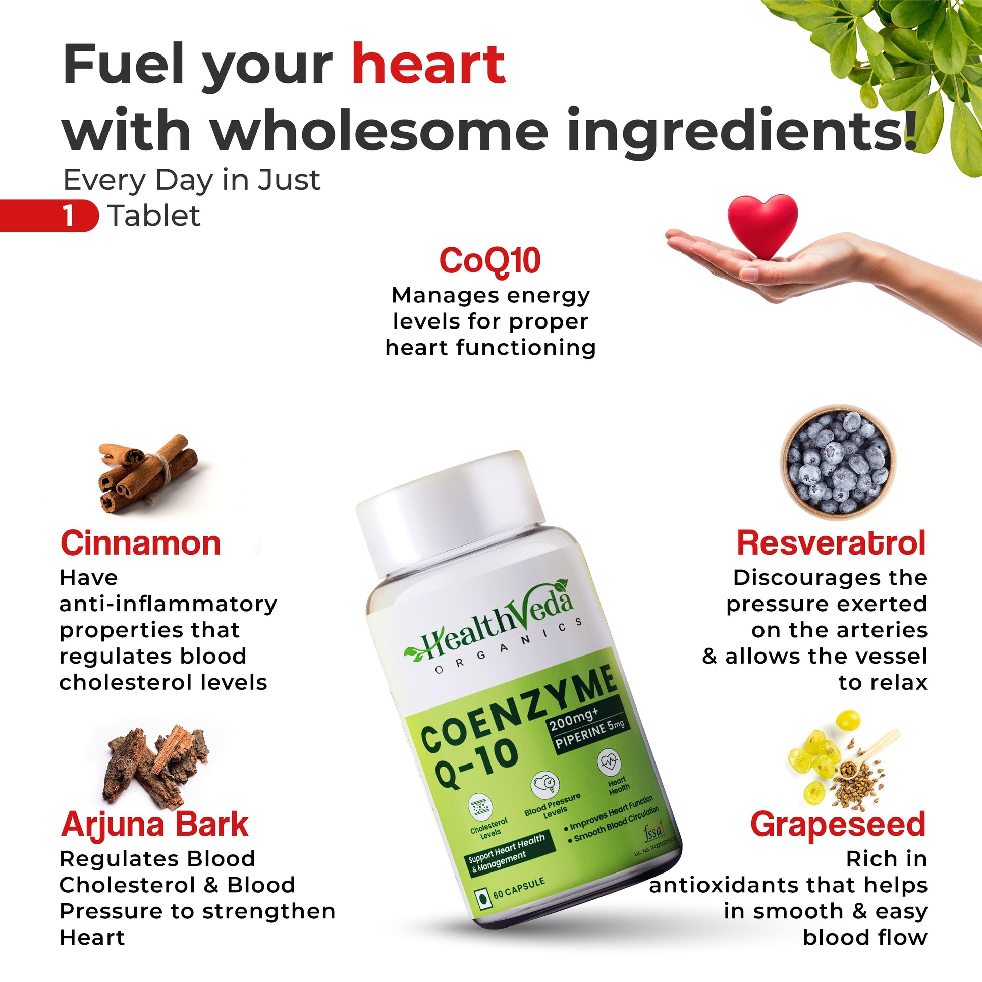Health Veda Organics Coenzyme (Coq10) Capsules
