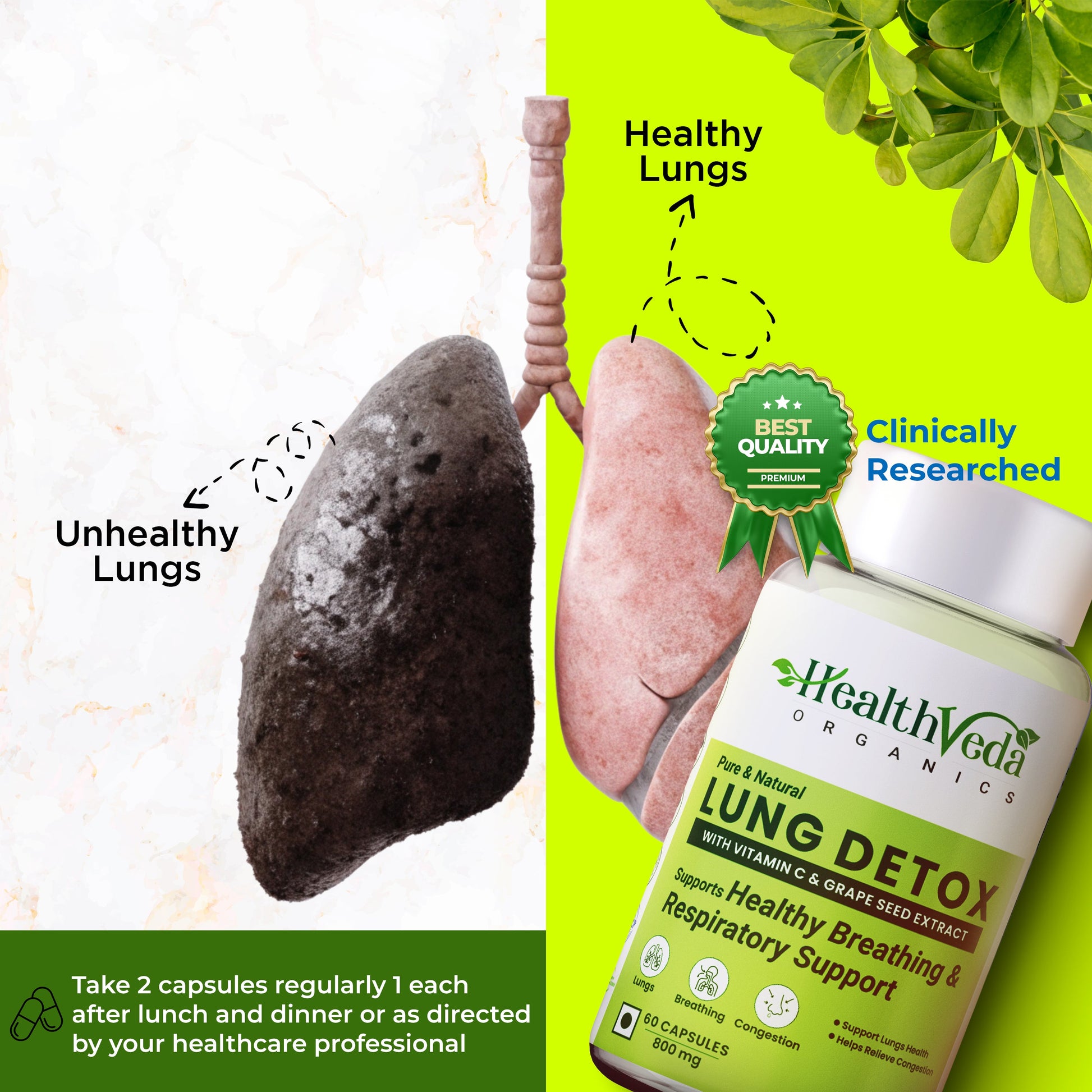 Health Veda Organics Lung Detox Veg Capsules