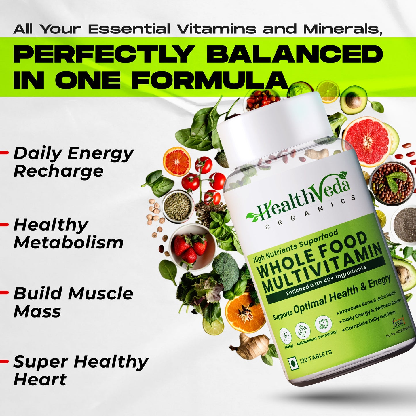 Health Veda Organics Whole Food Multivitamin Veg Tablets