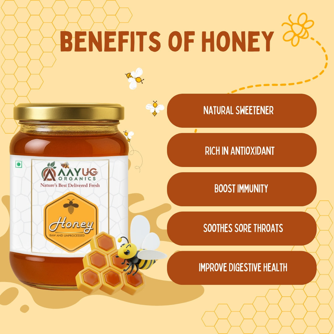 Aayug Organics Organic and Raw Honey, 100% Natural and Ayurvedic, Rich in Vitamins and Minerals