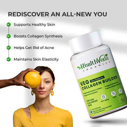 Health Veda Organics Plant Based Skin Radiance Collagen Builder Capsules