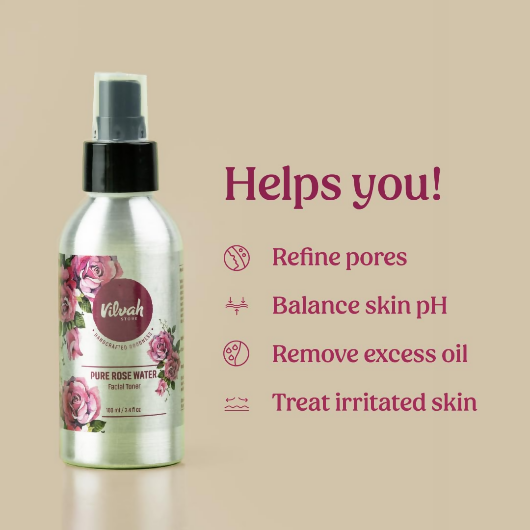 Vilvah Store Pure Rose Water Facial Toner For Glowing Skin