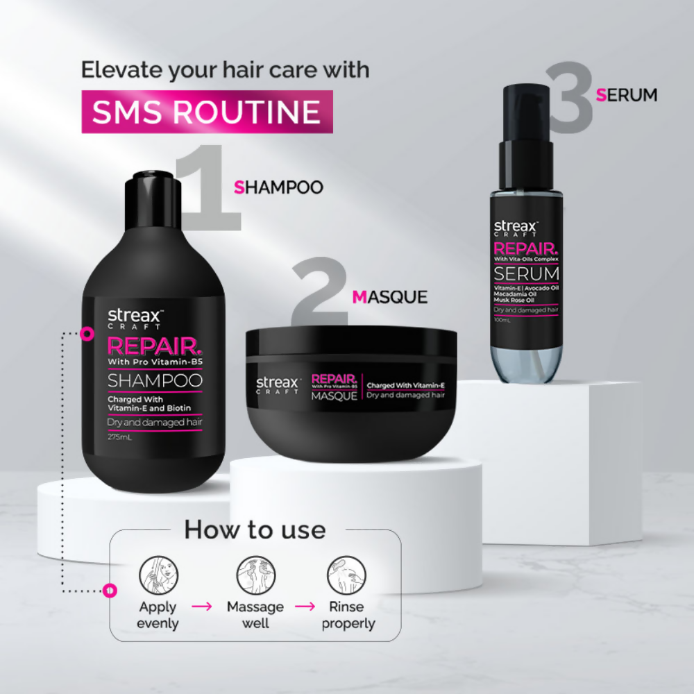Streax Craft Repair Shampoo For Dry and Damaged Hair Repair With Pro Vitamin B-5