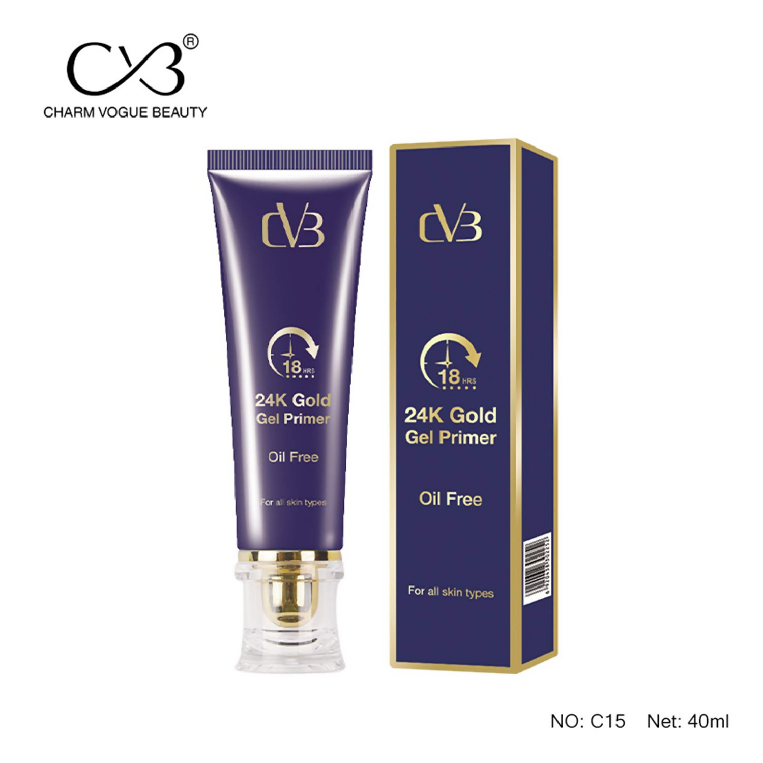 CVB C15 24K Gold Gel Primer for Pores Minimization Anti-Ageing Oil-Free
