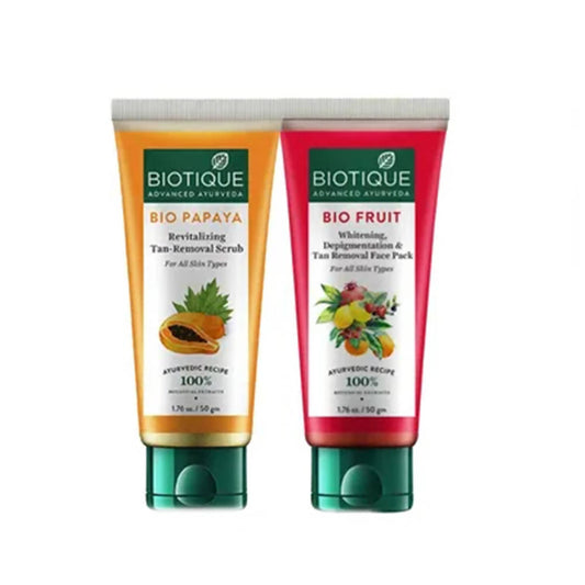 Buy Biotique Advanced Ayurveda Bio Mini Scrub & Face Pack Combo For Whitening & Tan Removal from DrMediCart, Ship from India to USA