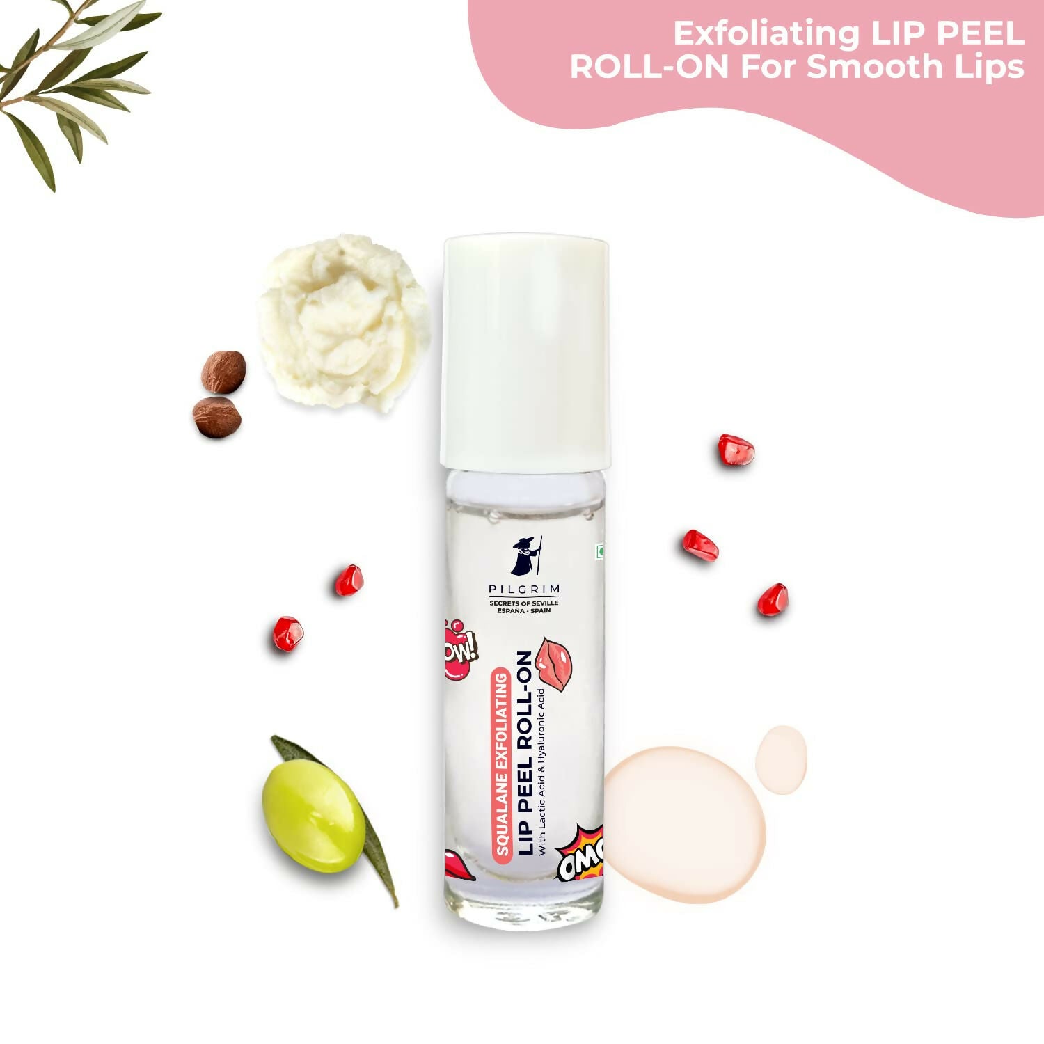 Buy Pilgrim Spanish Lip Peel Roll-on with Lactic Acid & Hyaluronic Acid For Soft & Glossy Lips, Hydrating Dry & Flaky Lips from DrMediCart, Ship from India to USA