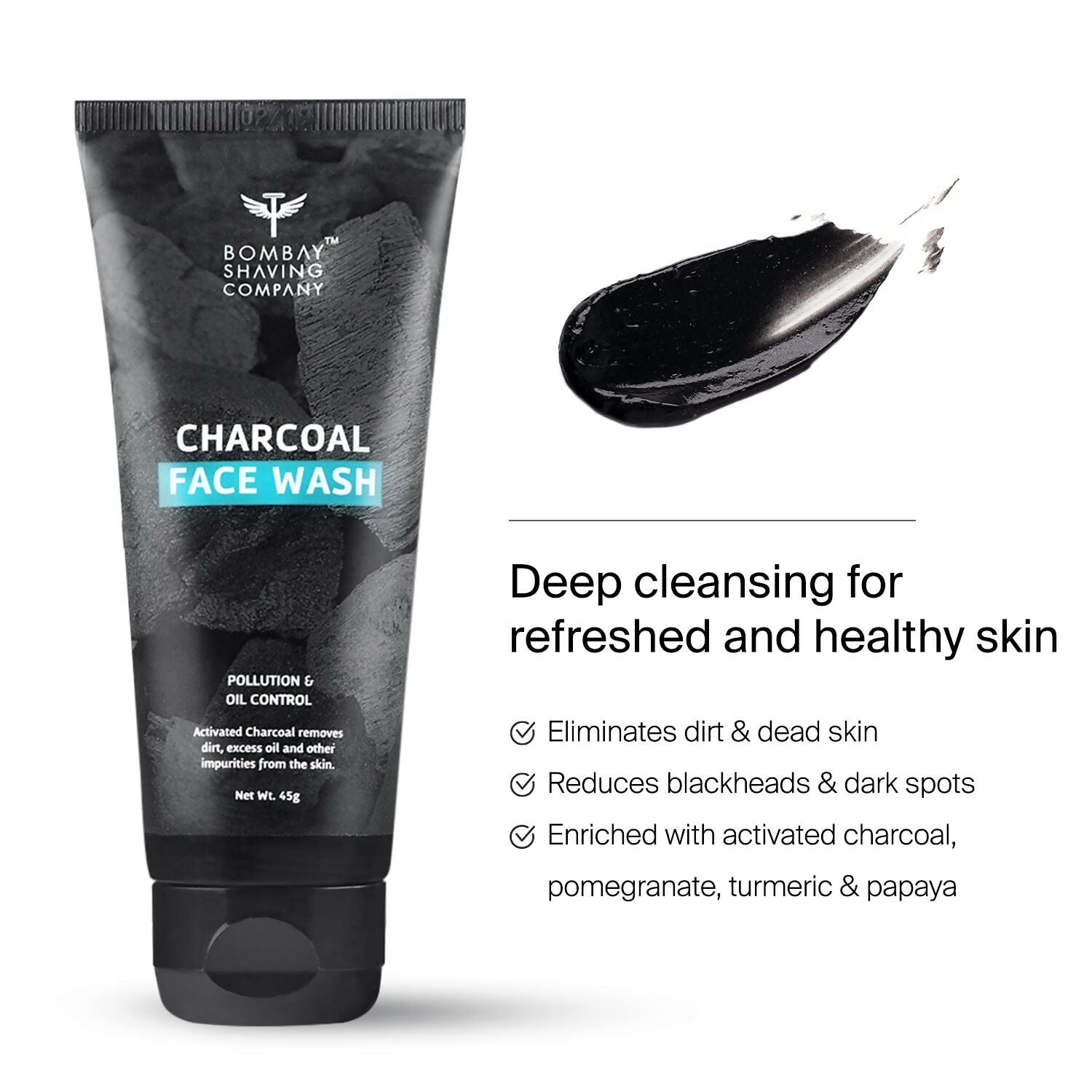 Bombay Shaving Company Charcoal Face Wash for Men Anti Pollution, Oil Control and Brightening