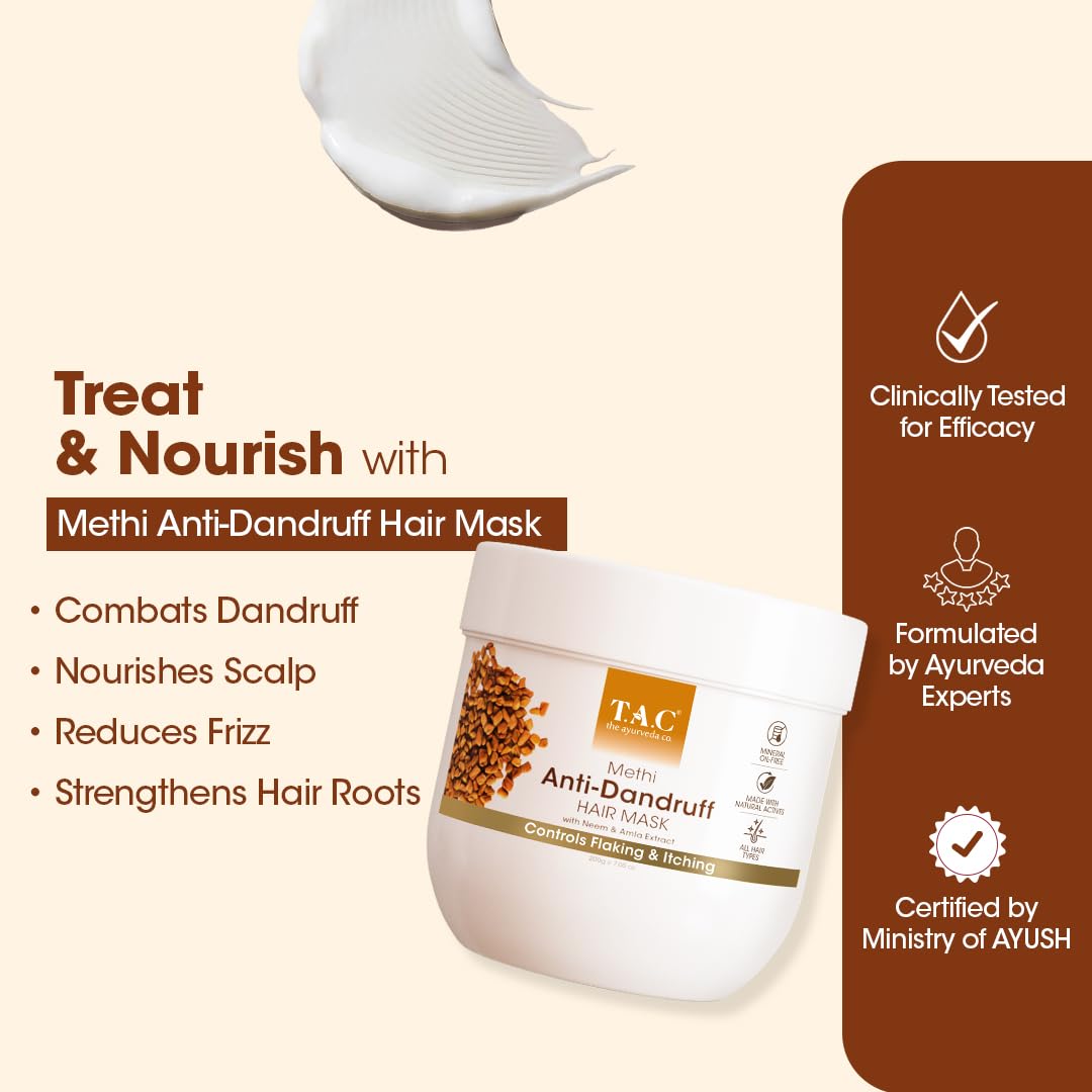 TAC - The Ayurveda Co. Methi, Bhringraj & Amla Hair Mask For Hair Growth with Natural Keratin