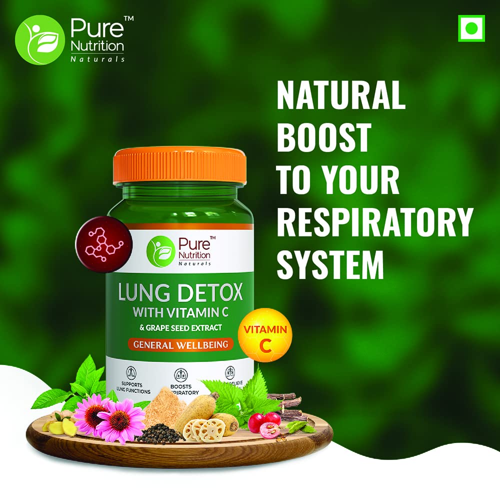 Pure Nutrition Lung Detox with Vitamin C & Grape Seed Extract Veg Capsules