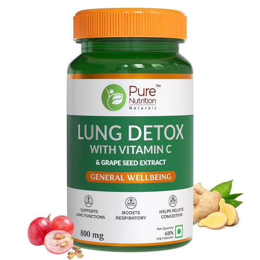 Pure Nutrition Lung Detox with Vitamin C & Grape Seed Extract Veg Capsules