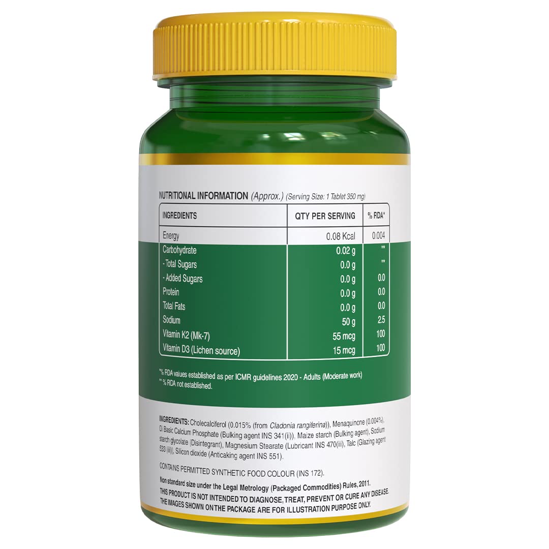 Pure Nutrition Vitamin D3 + K2 from Lichen Veg Tablets