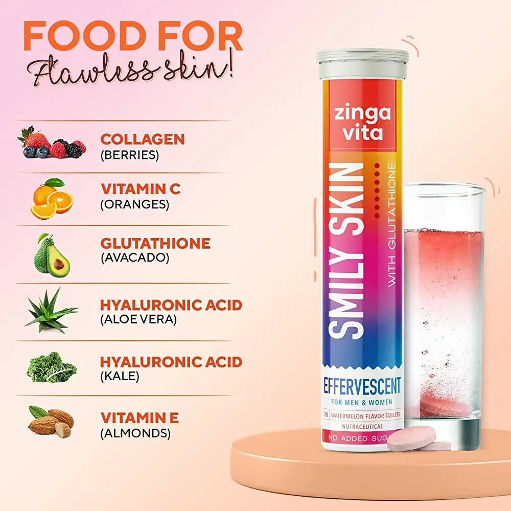 Zingavita Smily Skin Effervescent Tablets (Watermelon Flavor) Sugar Free - Drmedicart