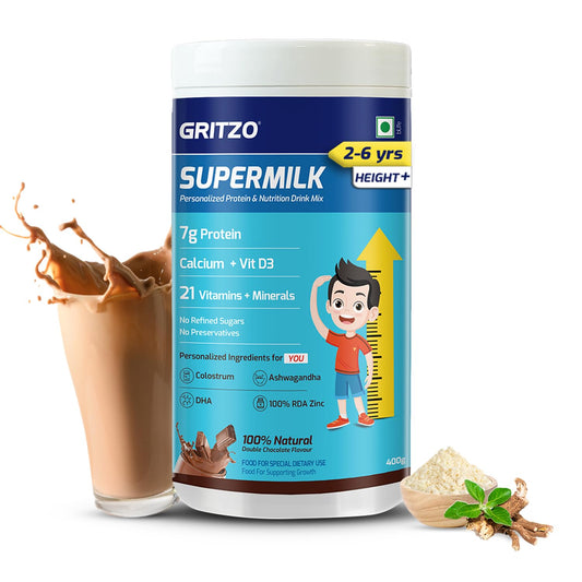 Gritzo Supermilk Height+ For 2-6Y Boys/Girls - Double Chocolate Flavor