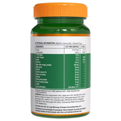 Pure Nutrition Apple Cider Vinegar with Wheat Grass & Spirulina Veg Capsules