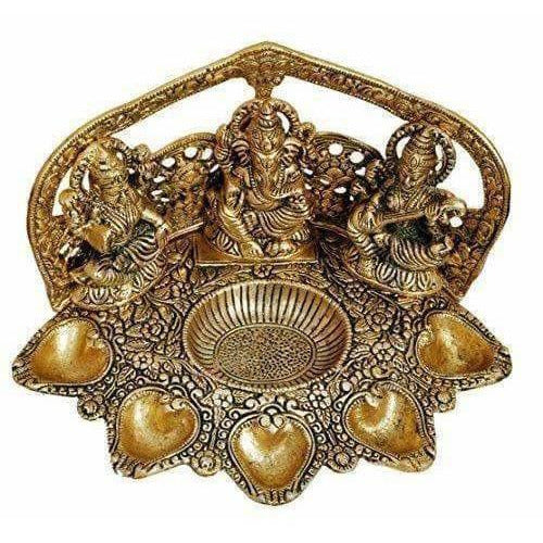 Buy Laxmi Ganesh Saraswati Idol Oil Lamp Diya