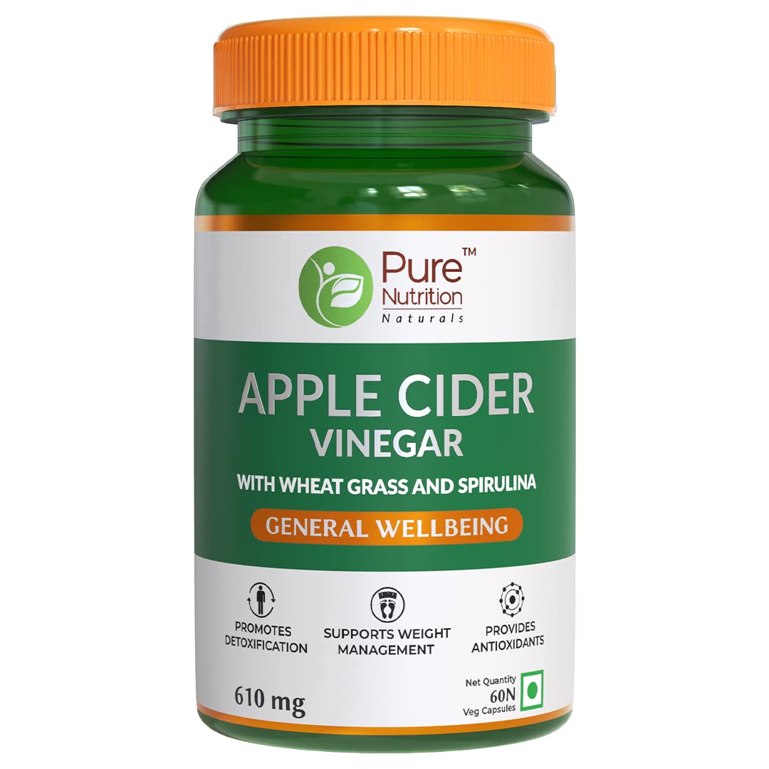 Pure Nutrition Apple Cider Vinegar with Wheat Grass & Spirulina Veg Capsules