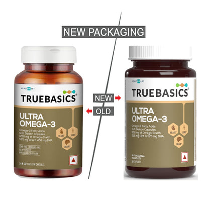 TrueBasics Ultra Omega 3 Fish Oil Capsules for Women & Men