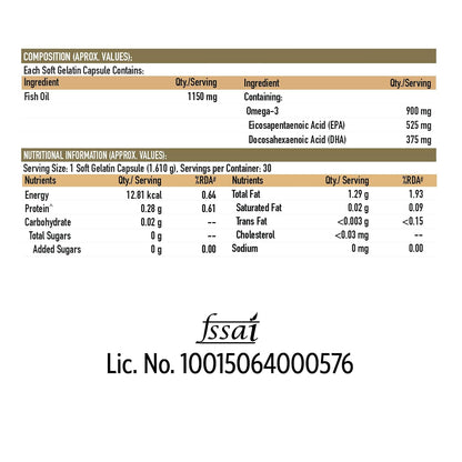 TrueBasics Ultra Omega 3 Fish Oil Capsules for Women & Men