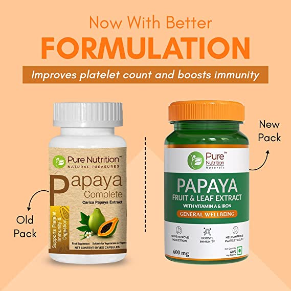 Pure Nutrition Papaya Leaf & Fruit Extract Veg Capsules